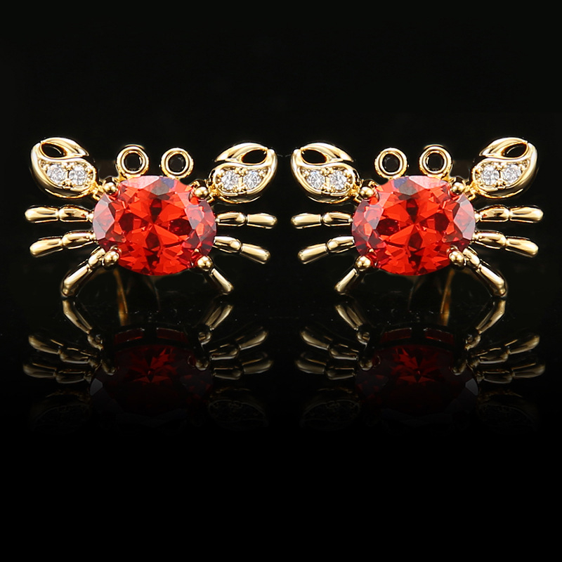 Κουμπάκια μανικιών σε σχήμα καβουριού, διακοσμημένα με ζιρκόν κρύσταλλα, υψηλής ποιότητας αξεσουάρ για πουκάμισο, unisex.