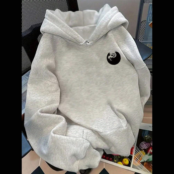 Πουλόβερ με κουκούλα, κορεατικού στυλ, με σχέδιο μπιλιάρδου, 96% βαμβάκι, 350–400 g, φθινοπωρινό