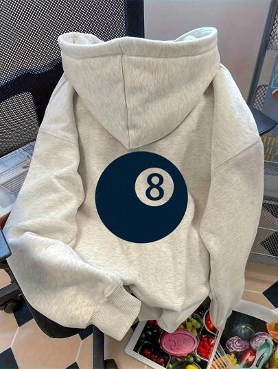 Korejas stila kapucēts džemperis ar bilarda rakstu, 96% kokvilna, 350–400 g, rudens sezona