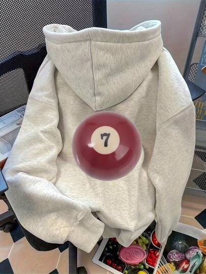 Korejas stila kapucēts džemperis ar bilarda rakstu, 96% kokvilna, 350–400 g, rudens sezona