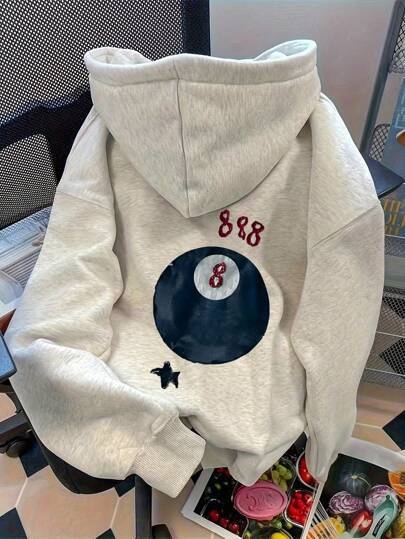 Korejas stila kapucēts džemperis ar bilarda rakstu, 96% kokvilna, 350–400 g, rudens sezona