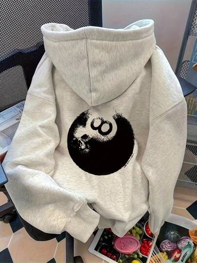 Korejas stila kapucēts džemperis ar bilarda rakstu, 96% kokvilna, 350–400 g, rudens sezona