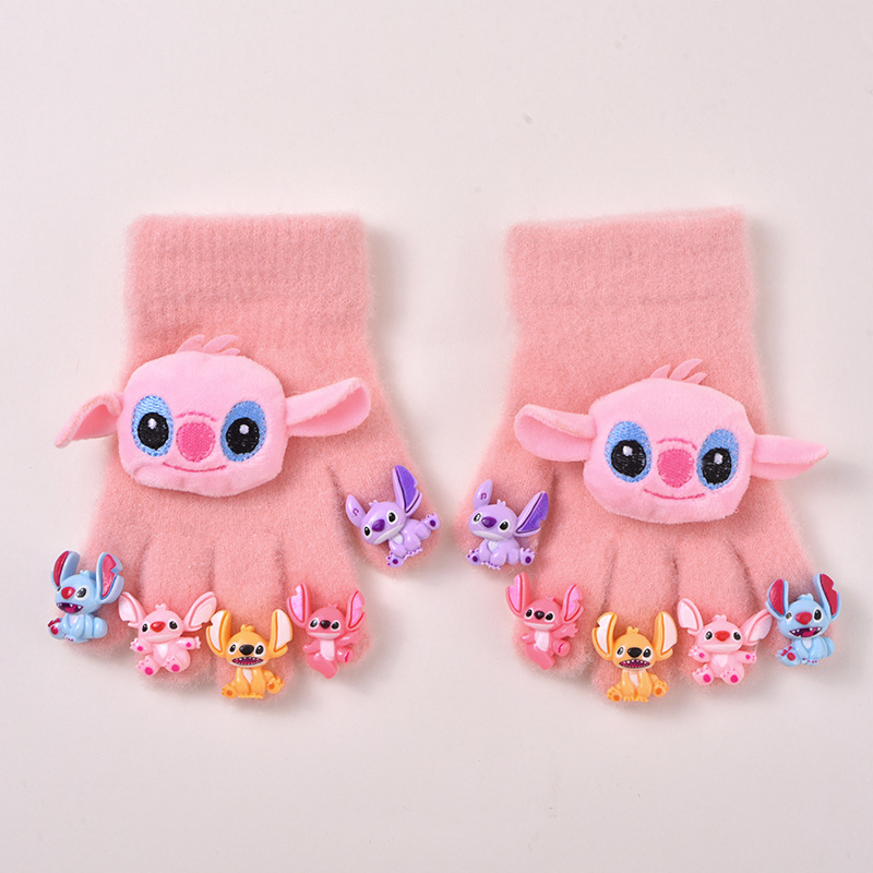 Παιδικά Πλεκτά Γάντια με Καρτούν Μοντέλο, Νήμα Κρυστάλλινο, Θερμά για τον Χειμώνα, Unisex, Ηλικίες 3–12