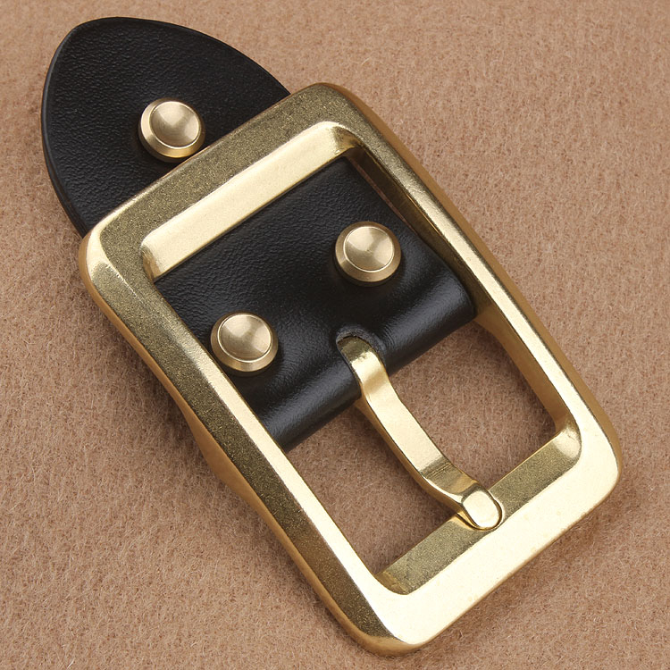 Ανδρική αγκράφα ζώνης από ορείχαλκο, με ακίδα, ιαπωνικού στυλ, παχύτερο κλιπ, κορυφαίο δέρμα