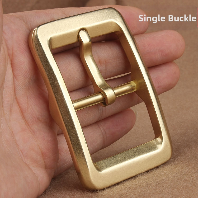 Мъжка пряжка за колан - месингова, щифтова закопчалка, японски стил, удебелен клип, кожа от горния слой