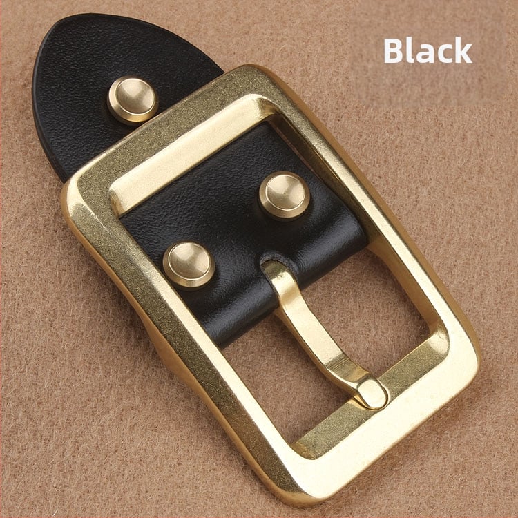 Ανδρική αγκράφα ζώνης από ορείχαλκο, με ακίδα, ιαπωνικού στυλ, παχύτερο κλιπ, κορυφαίο δέρμα