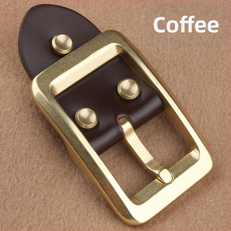 Ανδρική αγκράφα ζώνης από ορείχαλκο, με ακίδα, ιαπωνικού στυλ, παχύτερο κλιπ, κορυφαίο δέρμα