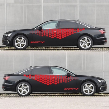 Autókarosszéria matrica – Kaleidi, rácsmintás, oldalsó csík, CST005, ragasztási típus