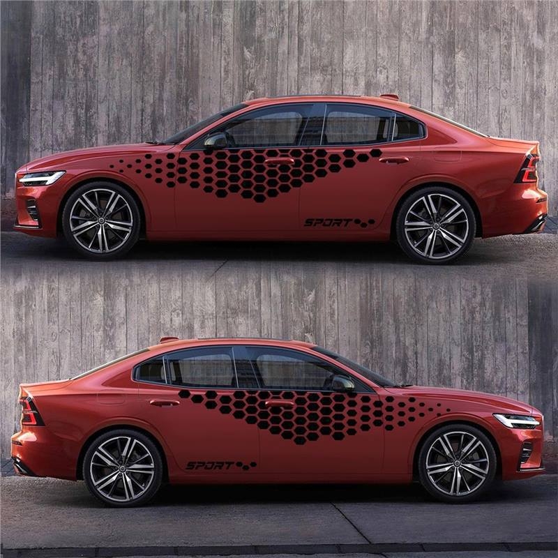 Autókarosszéria matrica – Kaleidi, rácsmintás, oldalsó csík, CST005, ragasztási típus