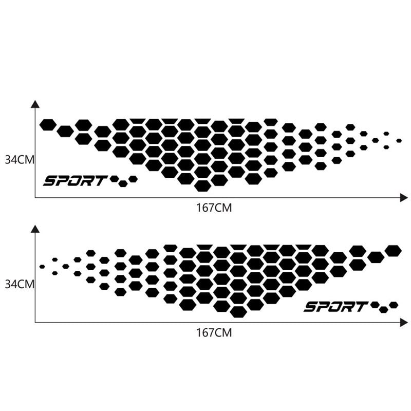 Autókarosszéria matrica – Kaleidi, rácsmintás, oldalsó csík, CST005, ragasztási típus