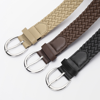 Ζώνη PU με αγκράφα από κράμα, χωρίς οπές, πλάτος 2–4 cm, υφαντό vintage σχέδιο, καθημερινό ευρωπαϊκό-αμερικανικό στυλ