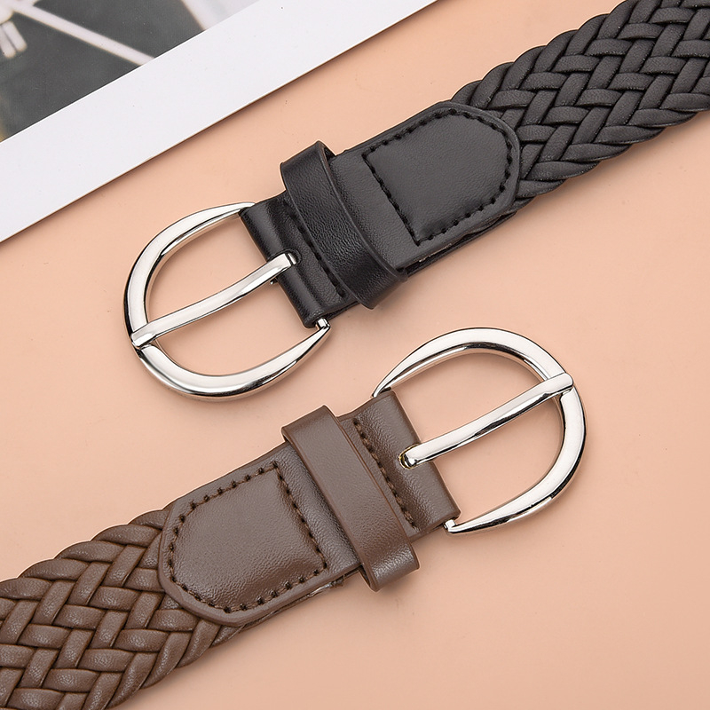 PU diržas su lydinio sagtimi, be skylės, plotis 2–4 cm, megztas vintage dizainas, universalus euro–amerikietiškas stilius