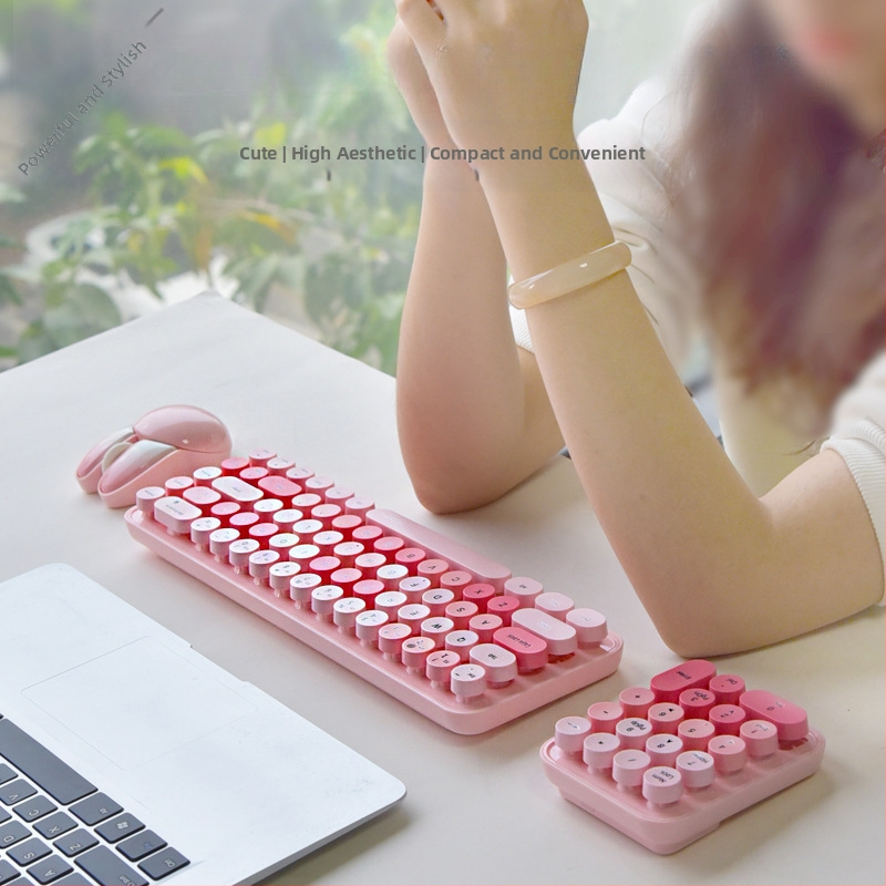 Безжичен комплект клавиатура и мишка със zaешка тематика, USB клавиатура и USB мишка, оптичен сензор 2000 DPI, ергономичен дизайн