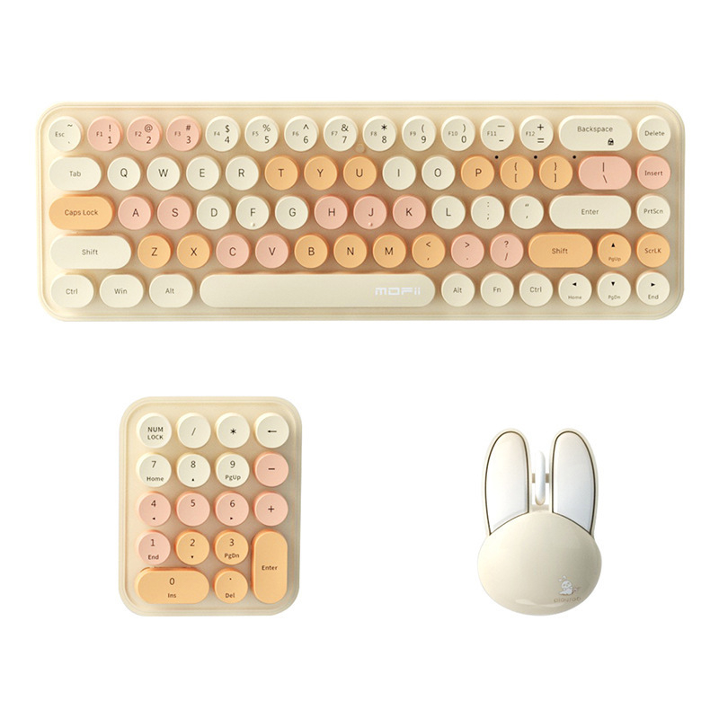 Nyúl témájú vezeték nélküli billentyűzet és egér szett, USB billentyűzet és USB egér, optikai 2000 DPI szenzor, ergonomikus kialakítás