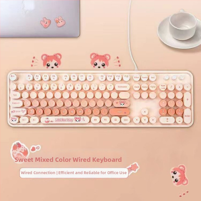 Nyúl témájú vezeték nélküli billentyűzet és egér szett, USB billentyűzet és USB egér, optikai 2000 DPI szenzor, ergonomikus kialakítás