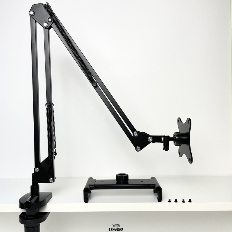 Μοντέλο 002 Φορητή βάση οθόνης με μηχανικό βραχίονα και επέκταση VESA, οριζόντια/κάθετη στήριξη σε επιφάνεια εργασίας, μεταλλική κατασκευή