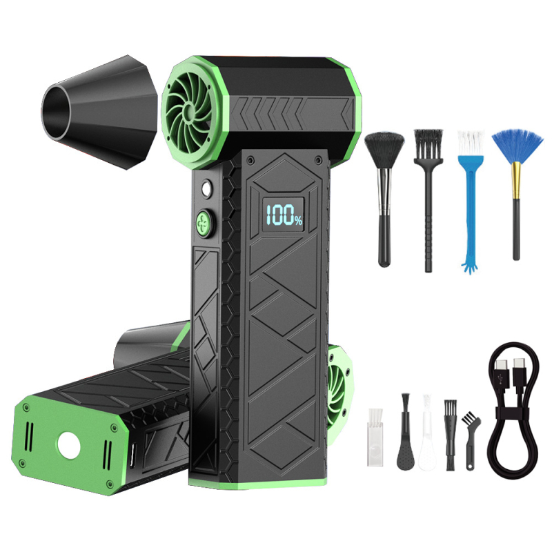 Ръчен преносим електрически турбо вентилатор с безчетков двигател, 6 лопатки, Li-Po батерия 6000mAh, 4 скорости, прахово издухване