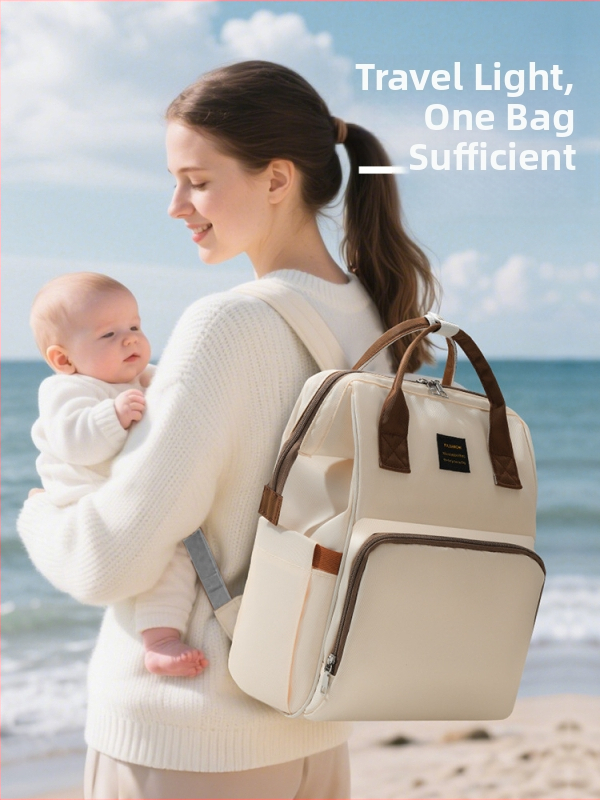 Nylonová taška na plienky, veľká kapacita, mestský minimalistický štýl, nepremokavá a izolovaná, dvojramenné popruhy