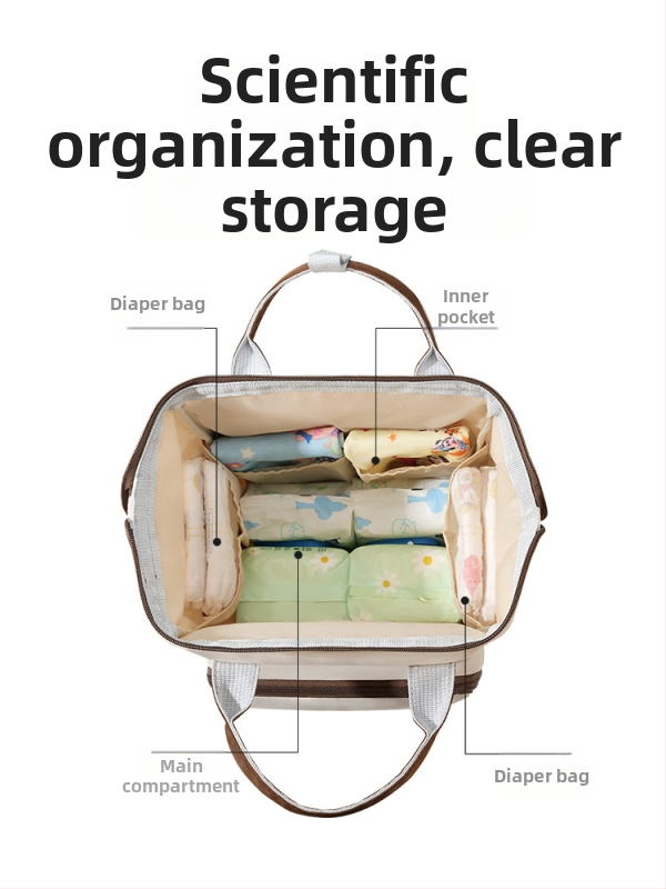 Nylonová taška na plienky, veľká kapacita, mestský minimalistický štýl, nepremokavá a izolovaná, dvojramenné popruhy