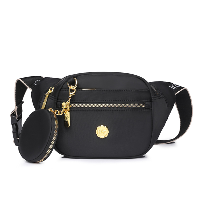 Geantă crossbody din nylon, stil urban simplu, lansare primăvara 2024, fermoar, buzunare interioare pentru telefon și card de identificare