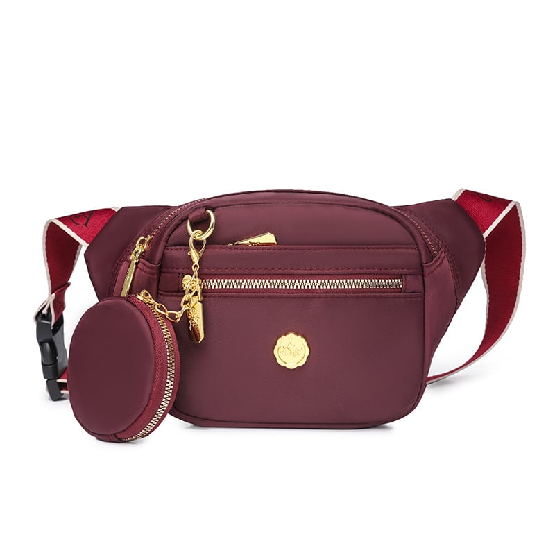 Geantă crossbody din nylon, stil urban simplu, lansare primăvara 2024, fermoar, buzunare interioare pentru telefon și card de identificare