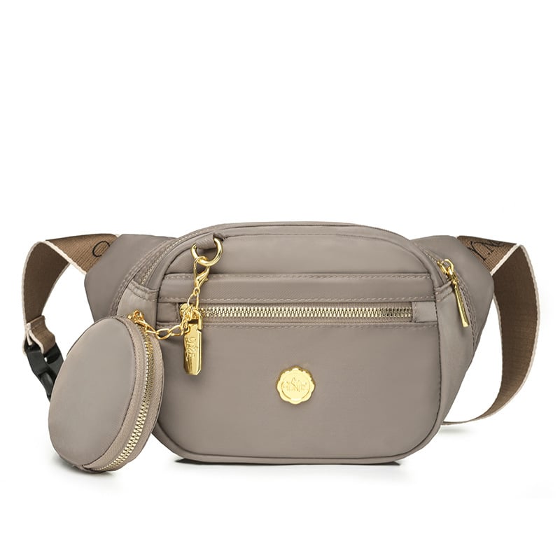 Geantă crossbody din nylon, stil urban simplu, lansare primăvara 2024, fermoar, buzunare interioare pentru telefon și card de identificare