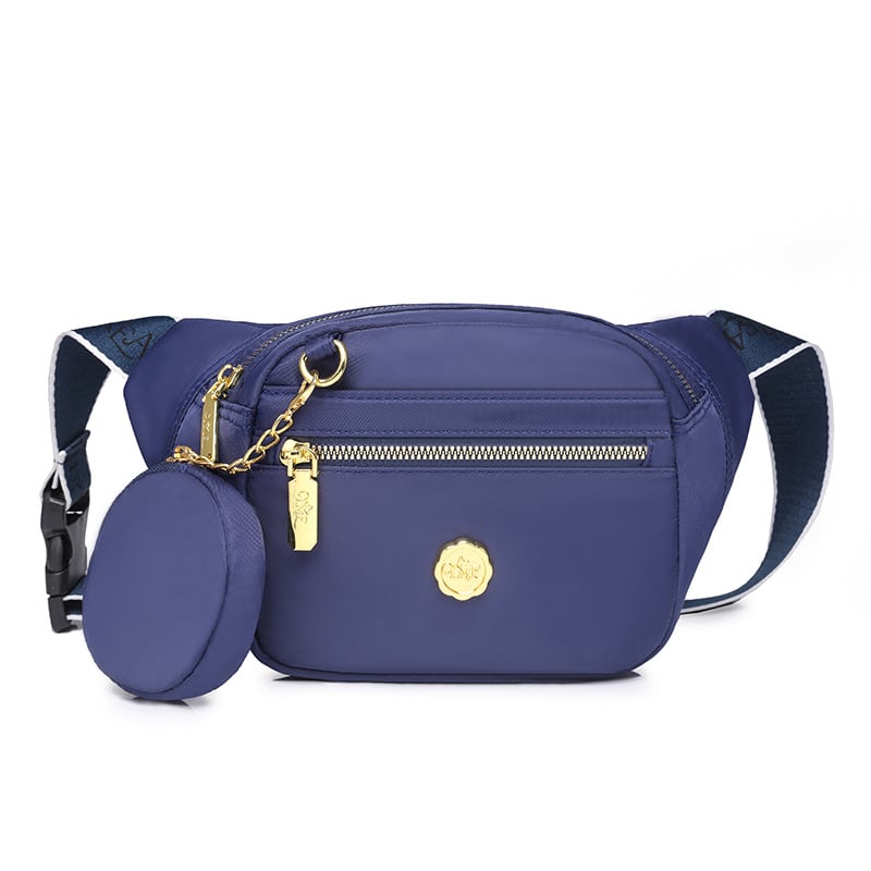 Geantă crossbody din nylon, stil urban simplu, lansare primăvara 2024, fermoar, buzunare interioare pentru telefon și card de identificare