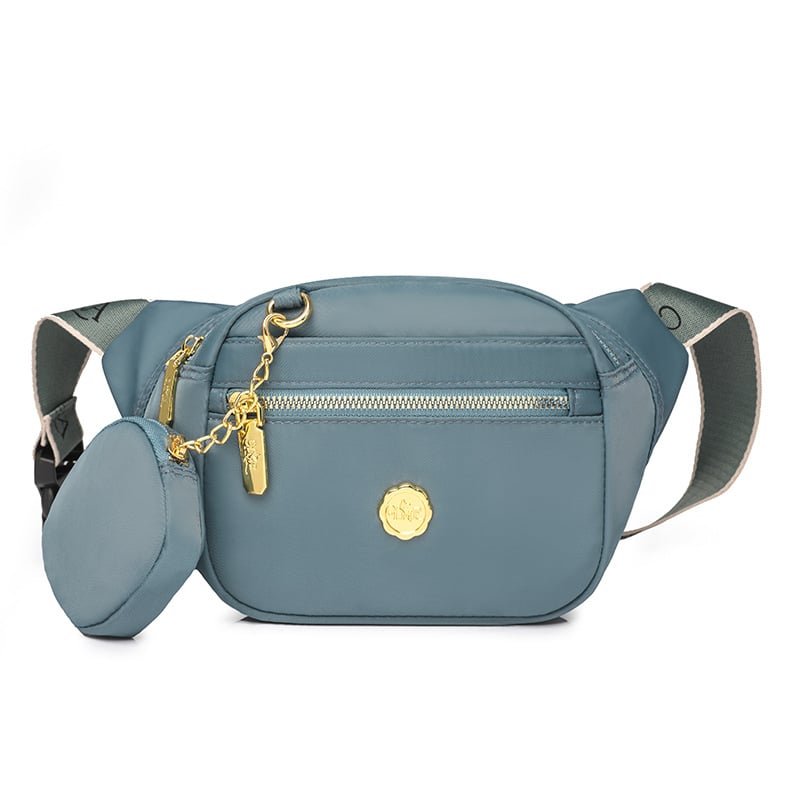 Geantă crossbody din nylon, stil urban simplu, lansare primăvara 2024, fermoar, buzunare interioare pentru telefon și card de identificare