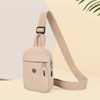 Γυναικεία νάιλον τσάντα χιαστί με κυλινδρικό σχήμα, XT-017, κλείσιμο με κορδόνι, εσωτερική θήκη για κινητό