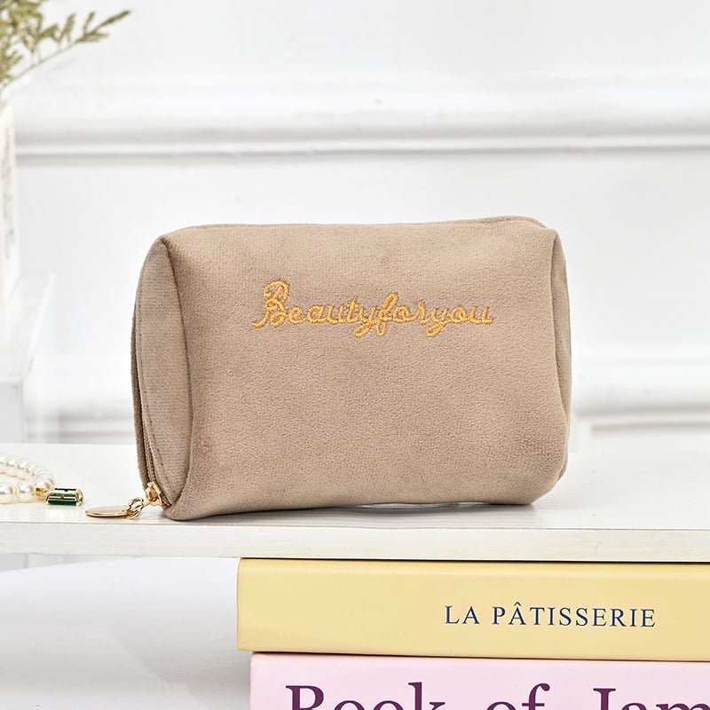 Mini portatīvā lūpu krāsas koriģējošā kosmētikas soma ar atvilktni atslēgām un telefonu uzglabāšanai, samta āriene, kokvilnas odere, 2025. gada pavasaris