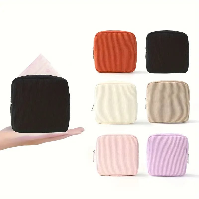 Corduroy καλλυντική τσάντα — ultra-light, στυλ χέρι-τσάντας, μοντέρνος μινιμαλισμός, για μακιγιάζ και γυναικείες σερβιέτες (Μοντέλο 002)