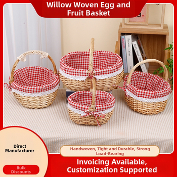 Vītolu grozs olām un augļiem, rokām pletts, pielāgojams, kartona iepakojums