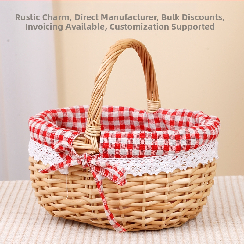 Кошница от върба за яйца и плодове, ръчно плетена, персонализируема, картонена опаковка