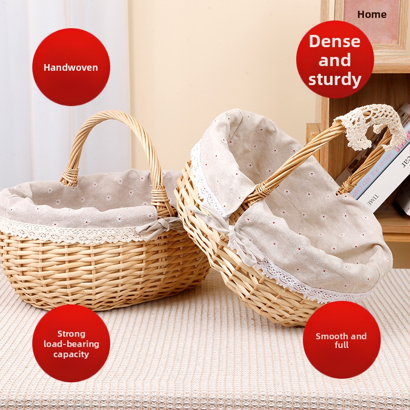 Кошница от върба за яйца и плодове, ръчно плетена, персонализируема, картонена опаковка