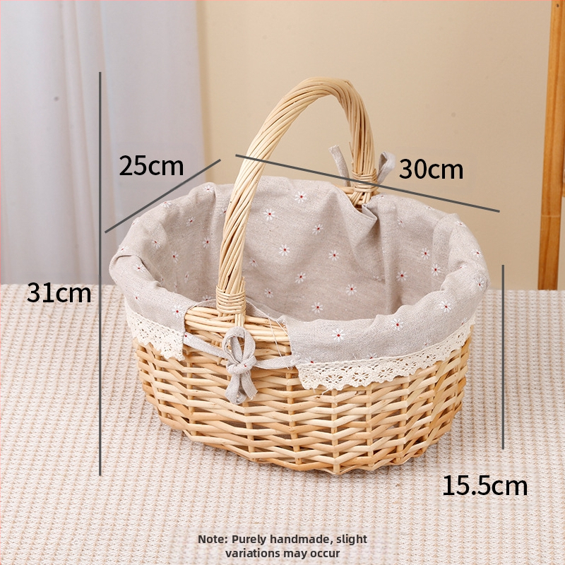 Vītolu grozs olām un augļiem, rokām pletts, pielāgojams, kartona iepakojums