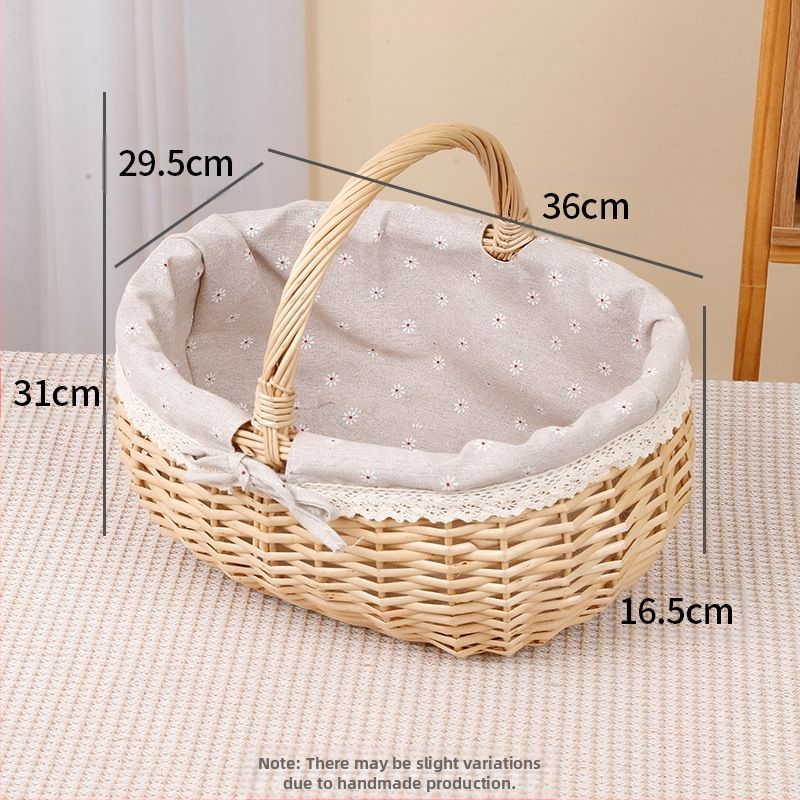 Vītolu grozs olām un augļiem, rokām pletts, pielāgojams, kartona iepakojums