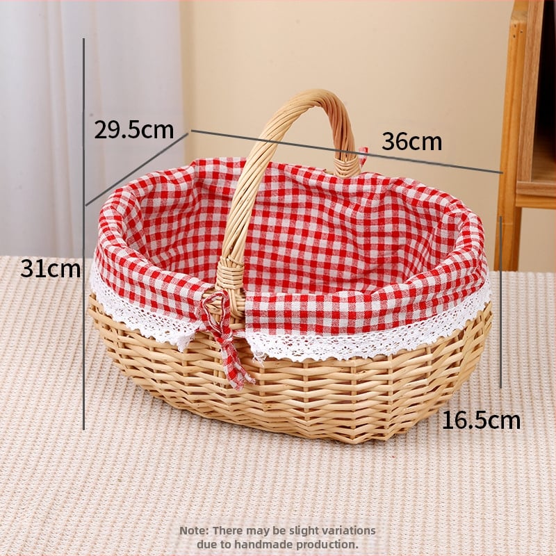 Vītolu grozs olām un augļiem, rokām pletts, pielāgojams, kartona iepakojums