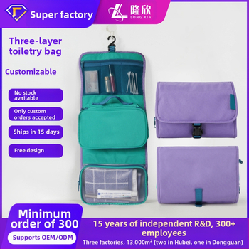 Pārvietojama kosmētikas un higiēnas preču uzglabāšanas soma ar mitro–sausas atdalīšanu un pakarināšanas āķi ceļojumiem, liela jauda – Poliesteris, Daudzfunkcionāla, Ceļošanai