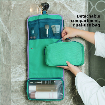Φορητή τσάντα αποθήκευσης καλλυντικών και ειδών περιποίησης με διαχωρισμό βρεγ-ξηρών και κρεμάστρα για ταξίδι, μεγάλη χωρητικότητα – Πολυεστέρας, Πολλαπλών χρήσεων, Για ταξίδια