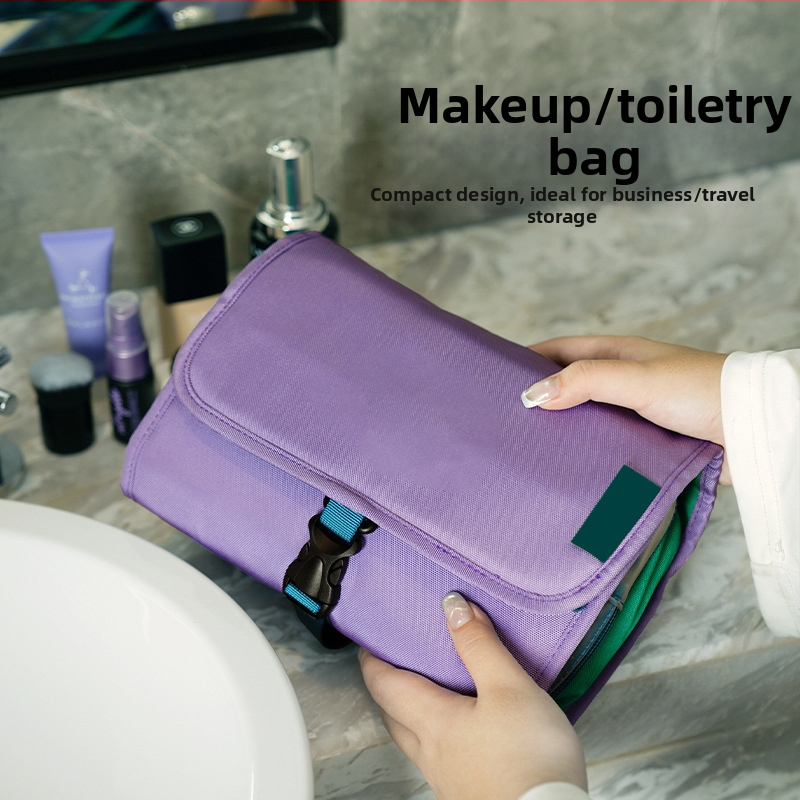 Портативна чанта за козметика и тоалетни с мокро/сухо разделение и закачалка за пътуване, голям капацитет – Полиестер, Многофункционална, За пътувания