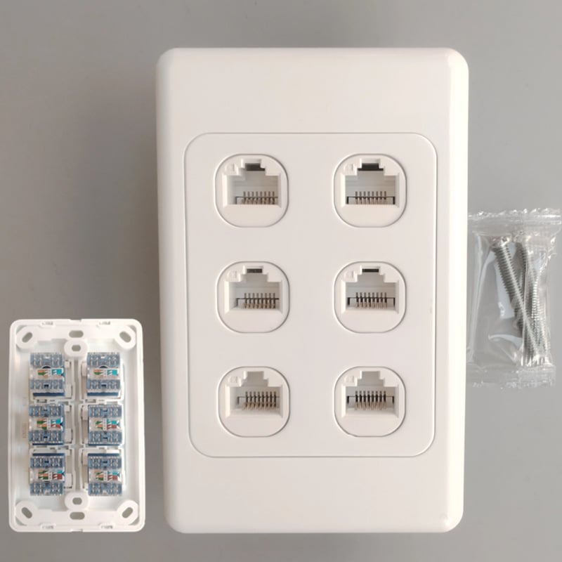 Austrālijas standarts 118 tips, 6 porta Cat6 Gigabit tīkla priekšējais panelis