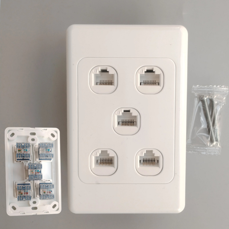 Austrālijas standarts 118 tips, 6 porta Cat6 Gigabit tīkla priekšējais panelis