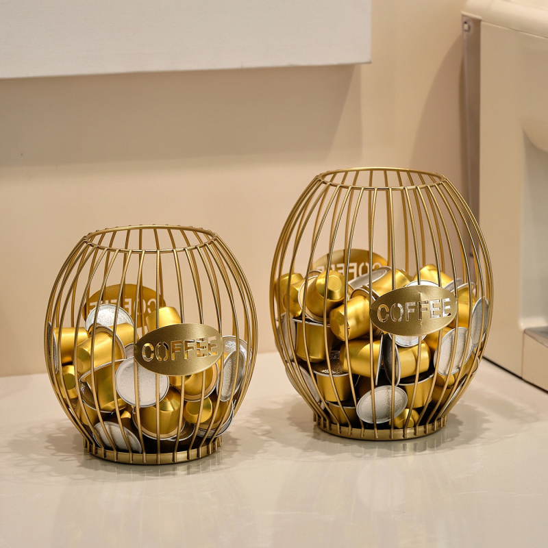 Θήκη αποθήκευσης καψουλών καφέ, Nordic στυλ, σφυρηλατημένο σίδερο, ανοιχτή προβολή σε πάγκο