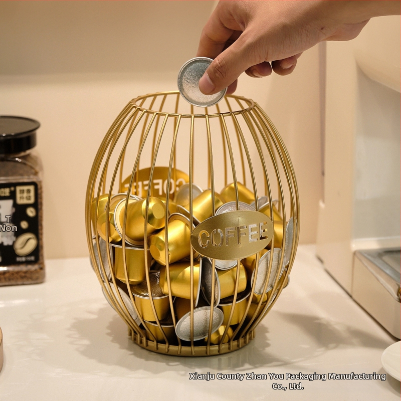 Стелаж за капсули за кафе, Nordic стил, ковано желязо, открит дисплей на кафен щанд