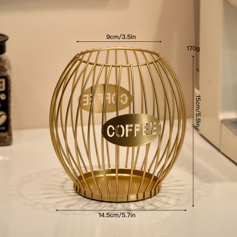 Θήκη αποθήκευσης καψουλών καφέ, Nordic στυλ, σφυρηλατημένο σίδερο, ανοιχτή προβολή σε πάγκο