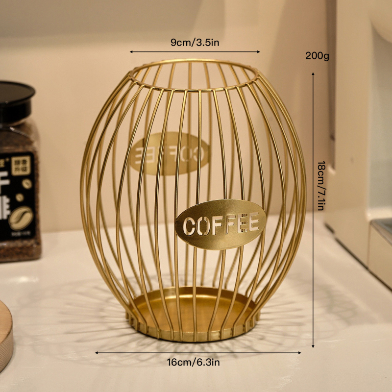 Θήκη αποθήκευσης καψουλών καφέ, Nordic στυλ, σφυρηλατημένο σίδερο, ανοιχτή προβολή σε πάγκο