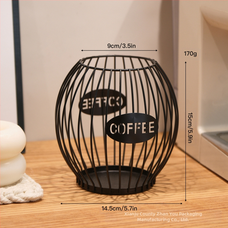 Θήκη αποθήκευσης καψουλών καφέ, Nordic στυλ, σφυρηλατημένο σίδερο, ανοιχτή προβολή σε πάγκο