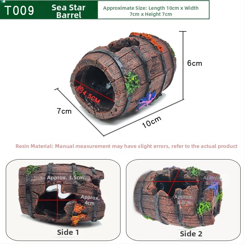 Akvārija dekors: slēptuve ala, tukša konstrukcija zivīm un garnelēm