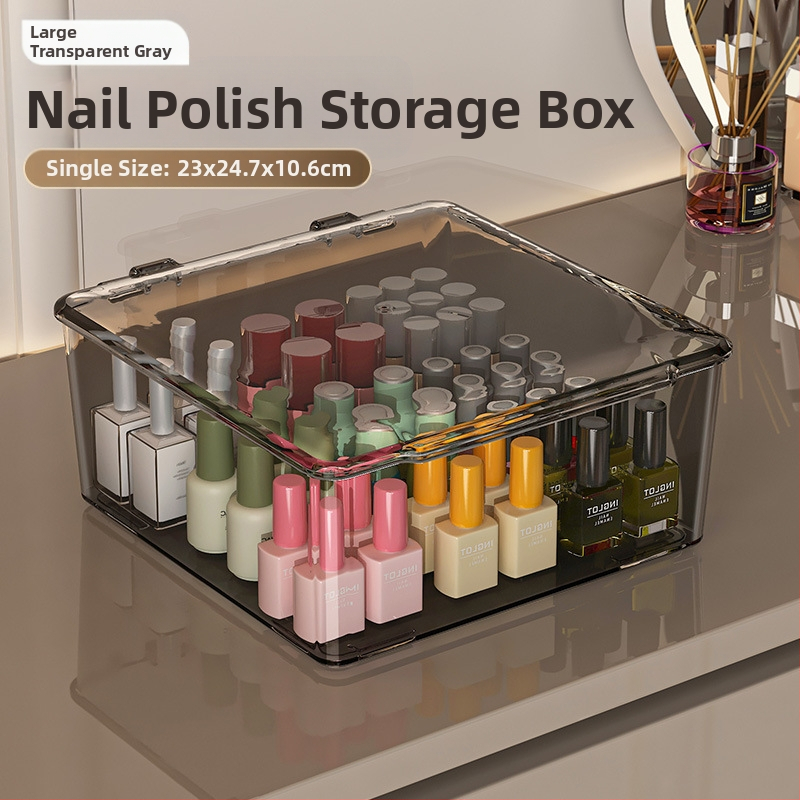 Θήκη αποθήκευσης βερνικιού νυχιών, PET, επιτραπέζια, χωρητικότητα 18 L, με καπάκι προστασίας από σκόνη, κινητή και με πολλαπλά διαμερίσματα
