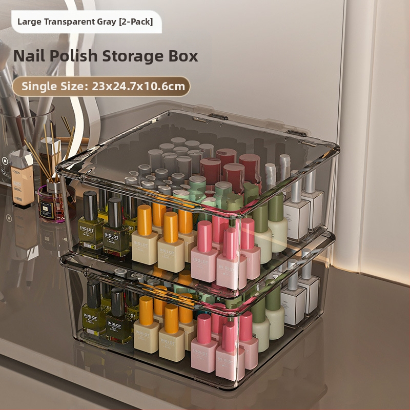 Θήκη αποθήκευσης βερνικιού νυχιών, PET, επιτραπέζια, χωρητικότητα 18 L, με καπάκι προστασίας από σκόνη, κινητή και με πολλαπλά διαμερίσματα
